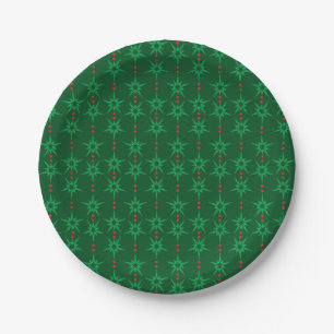 Assiette en papier vert Mid Mod Garland 7"