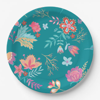 Assiette en papier vintage bohème chic florale pou