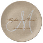 Mariage en toile lin Monogramme initial