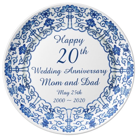 Assiette En Porcelaine Plat Asiatique Bleu De Porcelaine D Anniversaire Zazzle Ca