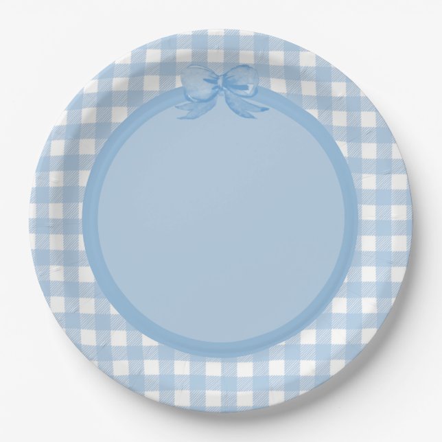 Assiette En vichy bleue et de la Bow Party (Devant)