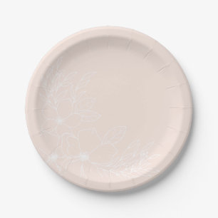 Assiette Fleurie Rose Pâle et Blanche
