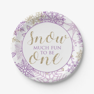 Assiette flocon de neige violet et or Winter Onede