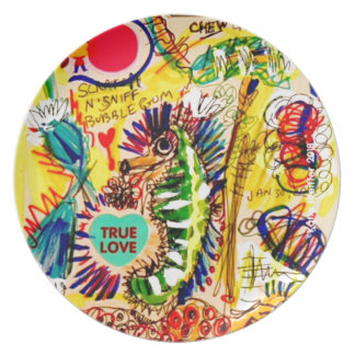 Assiette graffiti d'hippocampe