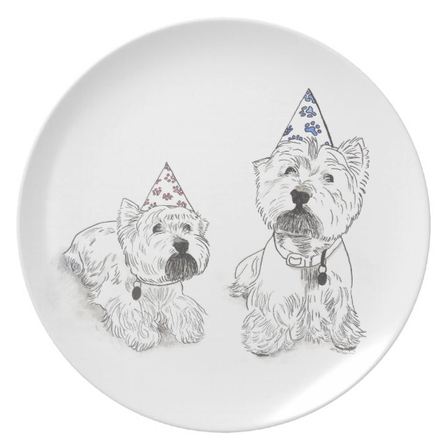 Assiette Joyeux anniversaire de Westie (Devant)