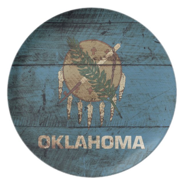 Assiette Le drapeau de l'État de l'Oklahoma sur le vieux gr (Devant)
