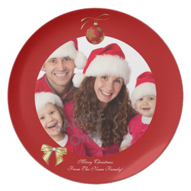 Assiette Noël Noël Modèle photo 2 enfants famille (Devant)