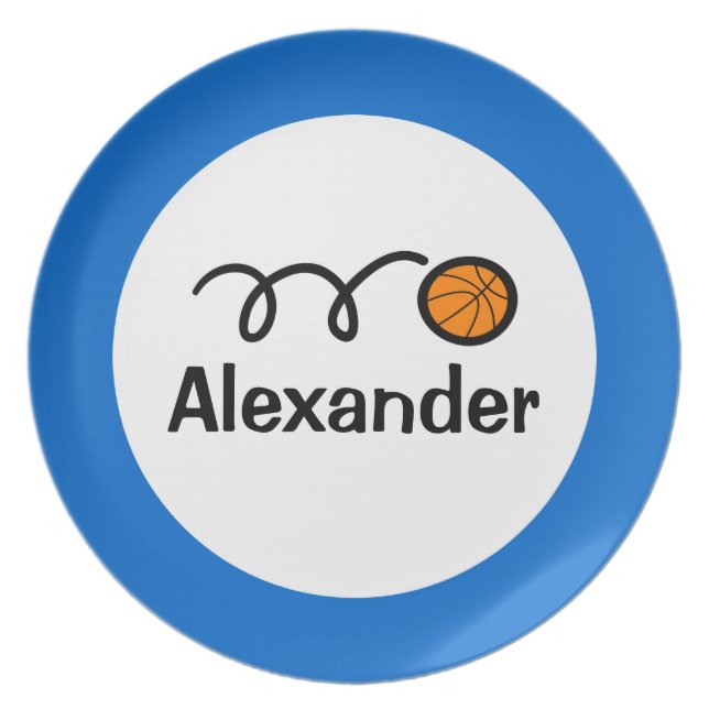 Assiette Plaque pour enfants personnalisée | Basket-ball po (Devant)