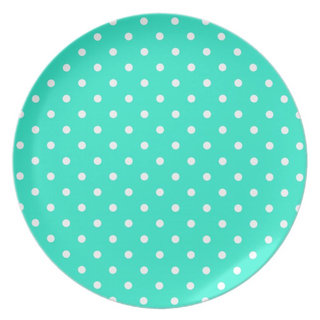 Assiette Point de polka de turquoise (Devant)