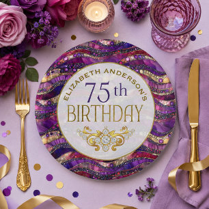 Assiette pour 75e anniversaire Strata Bijou Violet