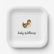 Assiette pour Baby Shower Canard Genre Neutre