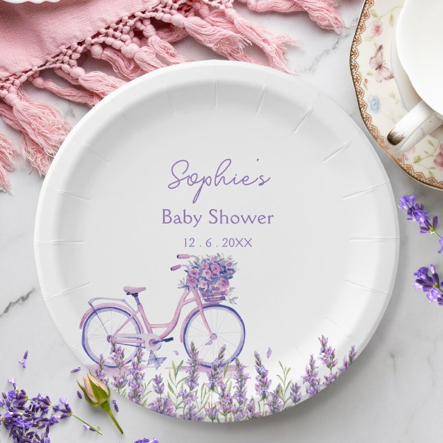 Assiette pour Baby Shower pour vélo avec fleurs sa (Créateur téléchargé)