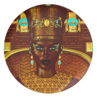 Assiette Princesse égyptienne noire en notre art numérique