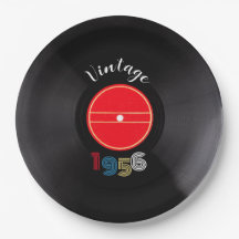 Assiette rayée rétro pour 70e anniversaire Vintage