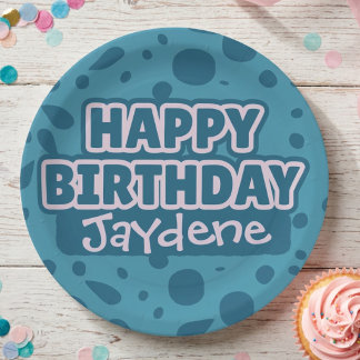 Assiette Verte Turquoise Joyeux Anniversaire Avec