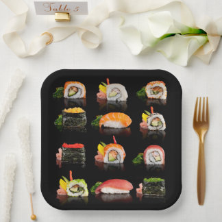 Assiettes de fête pour party sushi des Fêtes
