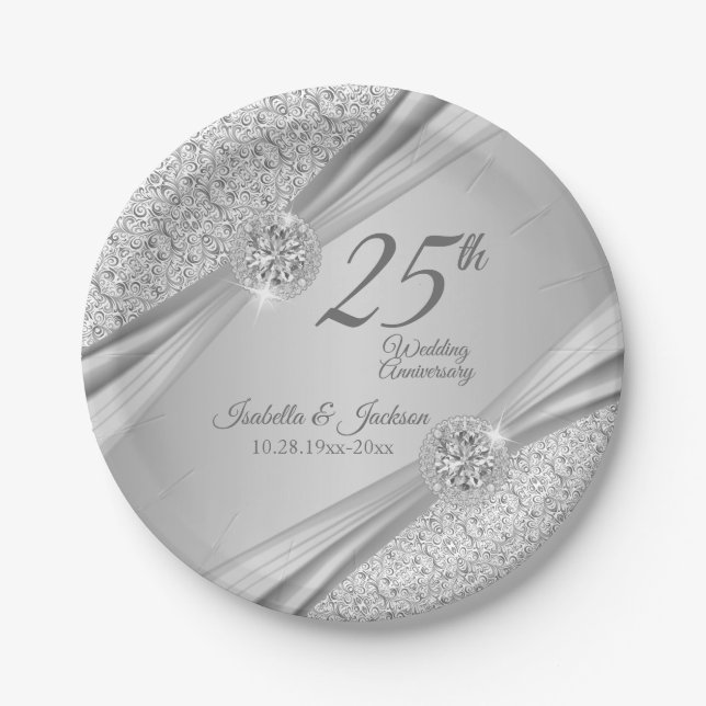 Assiettes En Carton 00e anniversaire du Mariage d'argent (Devant)
