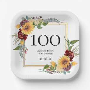 Assiettes En Carton 100e anniversaire Tournesols