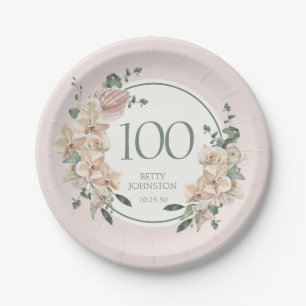 Assiettes En Carton 100e anniversaire Tropical Floral