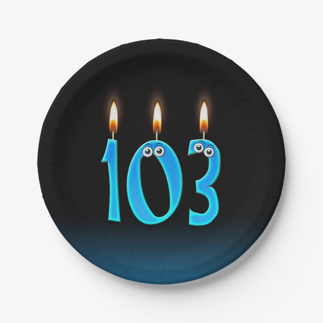 Assiettes En Carton 103e anniversaire avec des numéros de chandelles é (Devant)