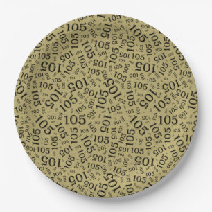 Assiettes En Carton 105e anniversaire Motif aléatoire noir/or/blanc