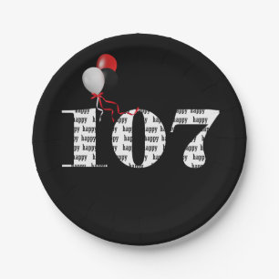 Assiettes En Carton 107e anniversaire ballons