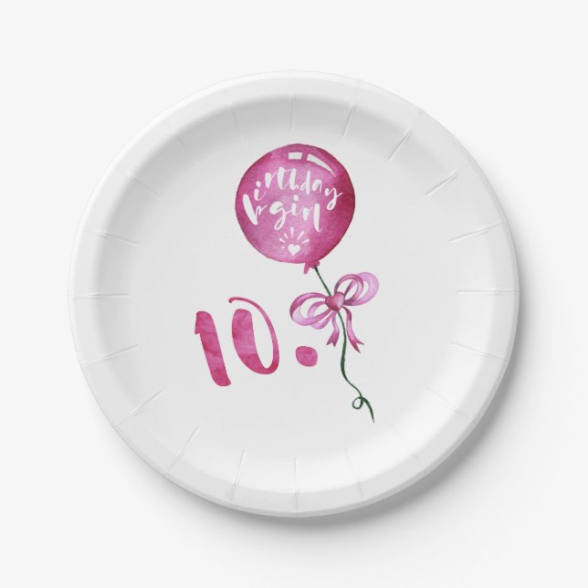 Assiettes En Carton 10ème Fille d'anniversaire, cadeaux de filles (Devant)
