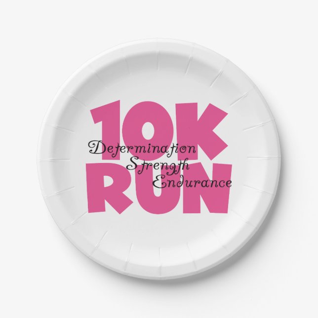 Assiettes En Carton 10K Run Sport Rose (Devant)
