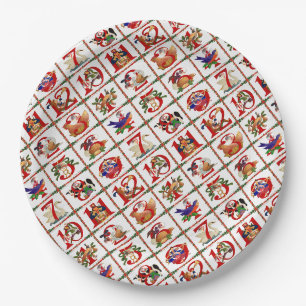 Assiettes En Carton 12 Jours De Caillebotte De Noël Imprimer Papier Se
