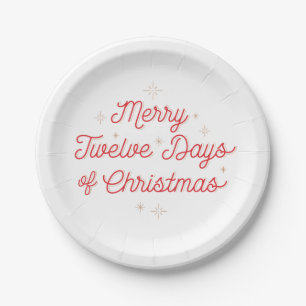 Assiettes En Carton 12 jours de Noël Plaques de papier de 7 po