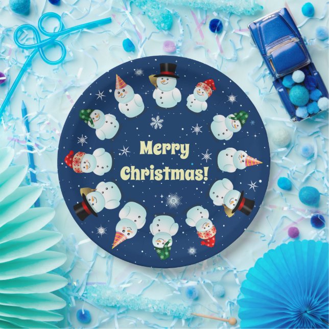 Assiettes En Carton 12 Plaque en papier pour hommes de neige (Fête)