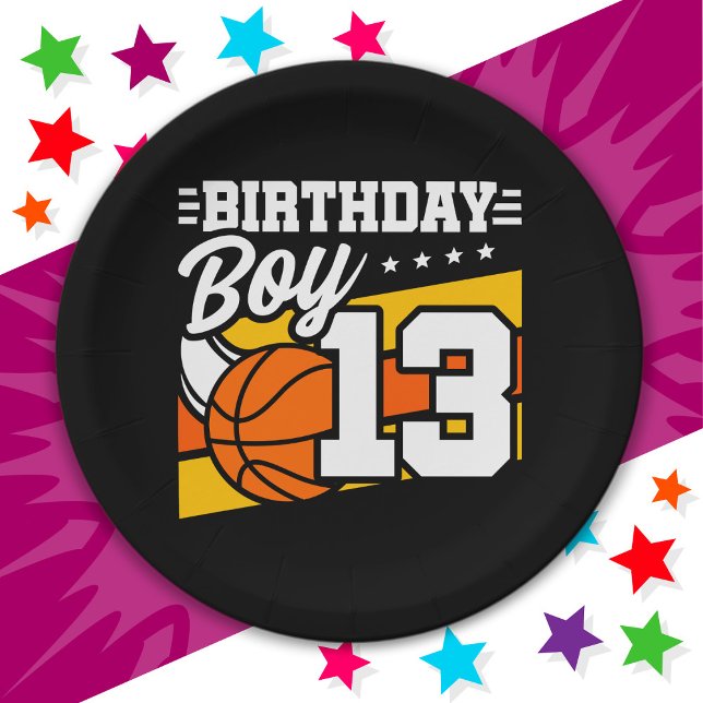 Assiettes En Carton 13 ans Basketball Party 13e anniversaire garçon (Créateur téléchargé)
