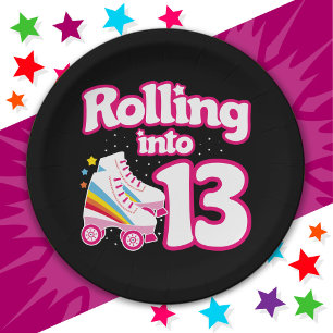 Assiettes En Carton 13e anniversaire Roller Patinage 13 ans