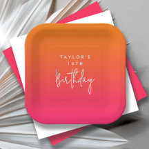16e anniversaire Bright Hot rose et orange coloré