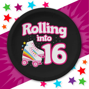 Assiettes En Carton 16e anniversaire Roller Patinage 16 ans