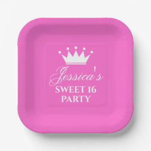 Assiettes En Carton 16E anniversaire sweet sixteen fête rose chaud cou
