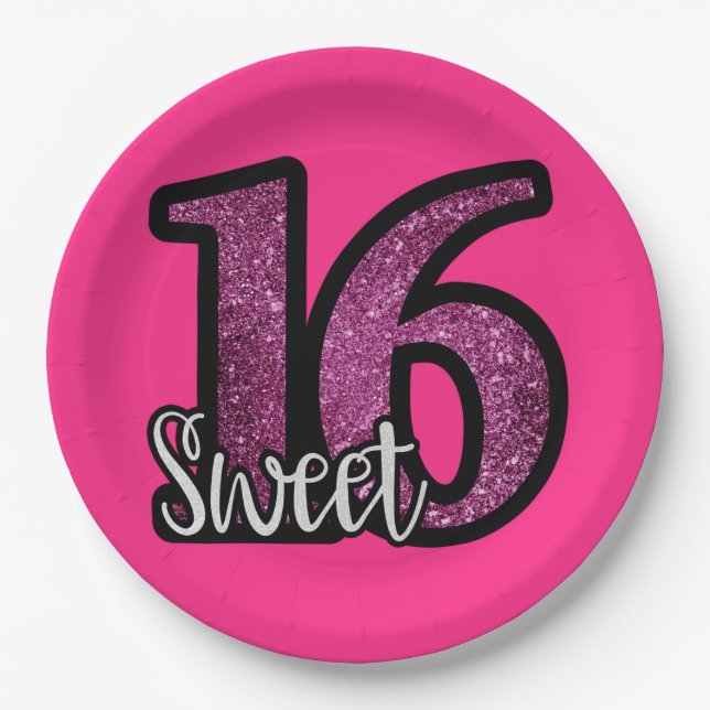 Assiettes En Carton 16èmes plats d'anniversaire de bonbon (Devant)