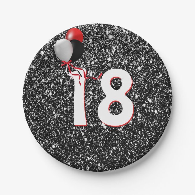 Assiettes En Carton 18e anniversaire Ballons sur Parties scintillant n (Devant)