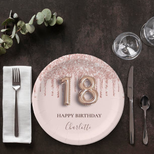 Assiettes En Carton 18e anniversaire rose or parties scintillant rose 