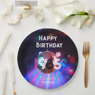 Assiettes En Carton 1985 Disco Ball 40th Birthday Party Invitation