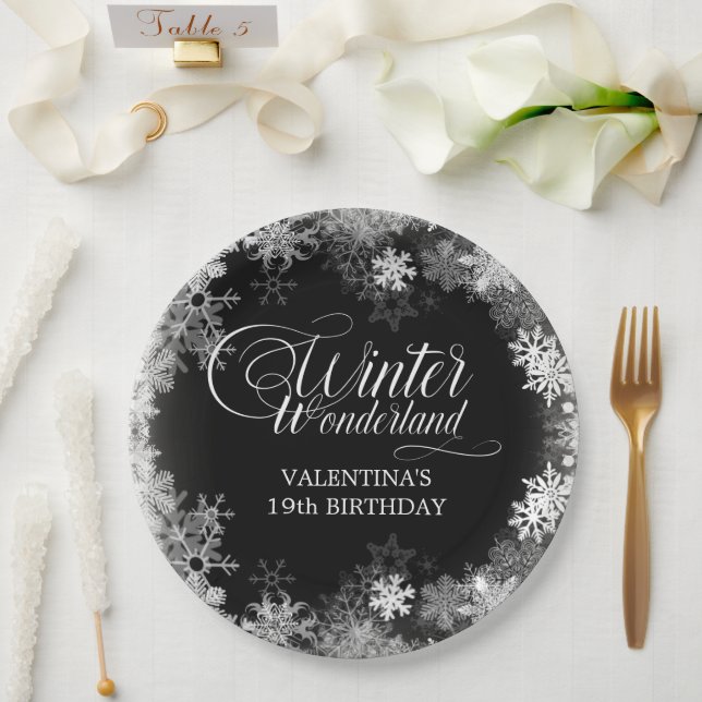 Assiettes En Carton 19e anniversaire Wonderland Winter Wonderland Snow (Mariage)