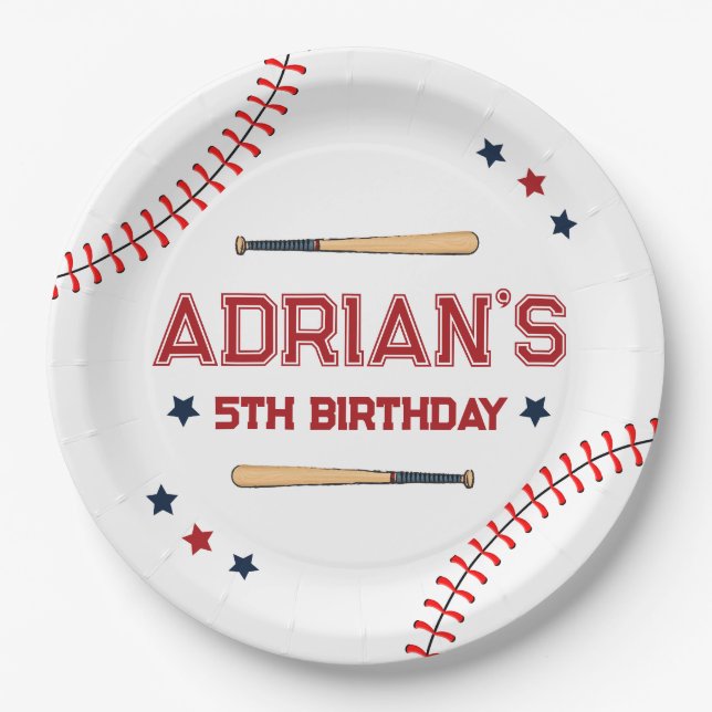 Assiettes En Carton 1er anniversaire Baseball (Devant)