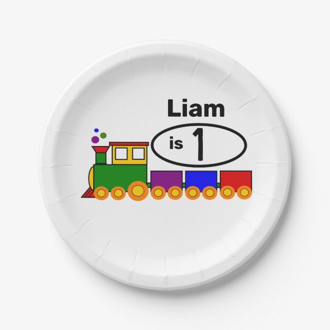 Assiettes En Carton 1er anniversaire du mignon Train Boy (Devant)