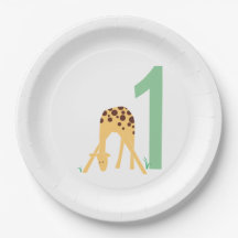 1er anniversaire Giraffe Jaune Moderne