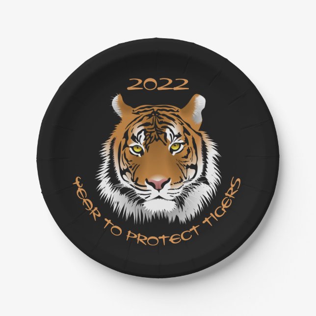Assiettes En Carton 2022 Année pour la protection des tigres (Devant)