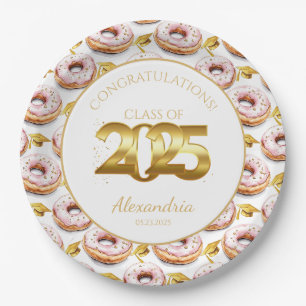 Assiettes En Carton 2025 Donuts and Degrees Gold Graduation