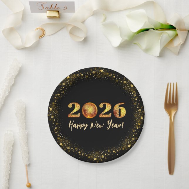 Assiettes En Carton 2026 Happy New Year (Mariage)