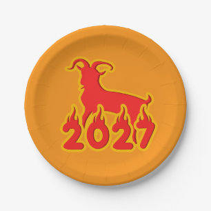 Assiettes En Carton 2027 Année de la Chèvre de Feu