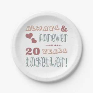 Assiettes En Carton 20ème anniversaire de Mariage mignon