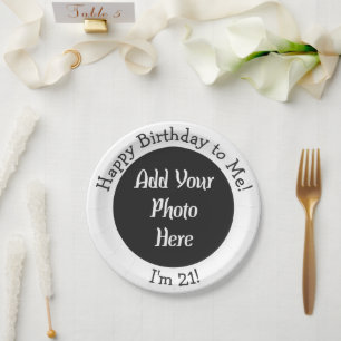 Assiettes En Carton 21e anniversaire Ajouter photo Plaque papier perso